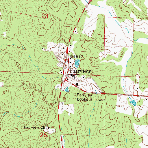 Topographic Map of Fairview Junior High School, MS