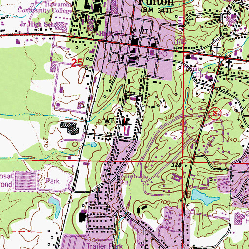 Topographic Map of Fulton Elementary School, MS