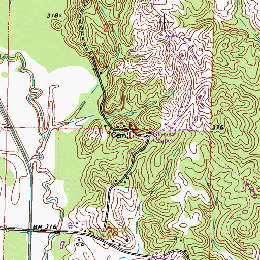 Topographic Map of Gilmore Chapel Cemetery, MS