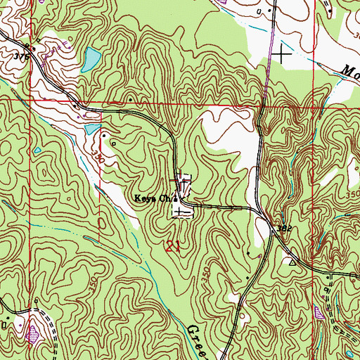 Topographic Map of Keys Cemetery, MS