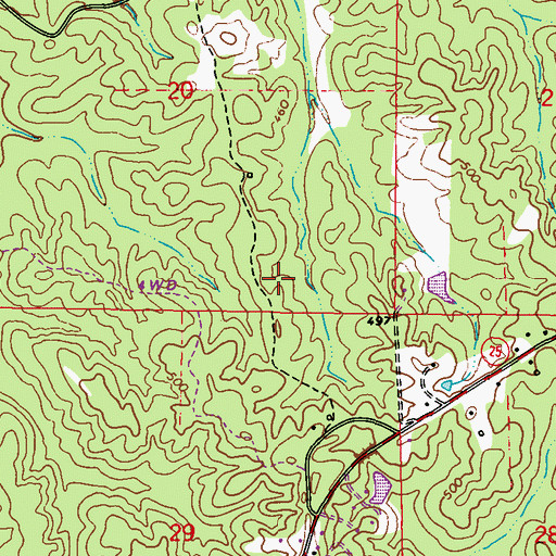 Topographic Map of Locust Tree School (historical), MS