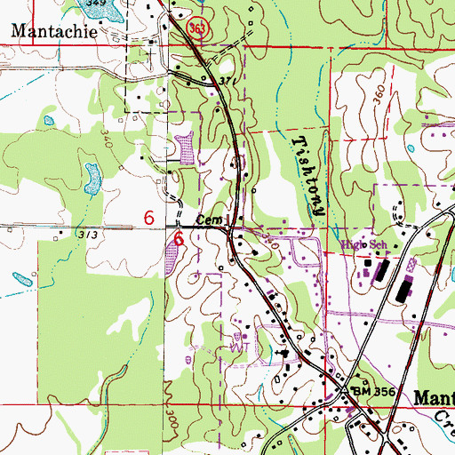 Topographic Map of Mantachie Cemetery, MS
