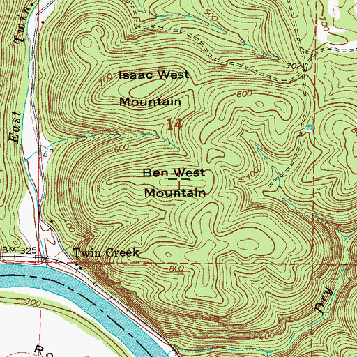 Topographic Map of Ben West Mountain, AR