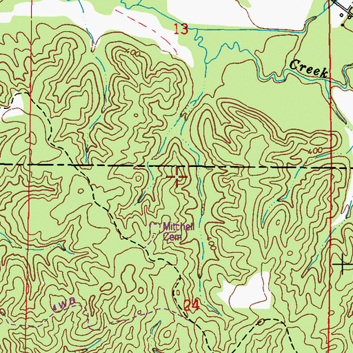 Topographic Map of Mitchell Cemetery, MS