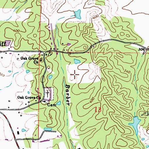 Topographic Map of Oak Grove Cemetery, MS