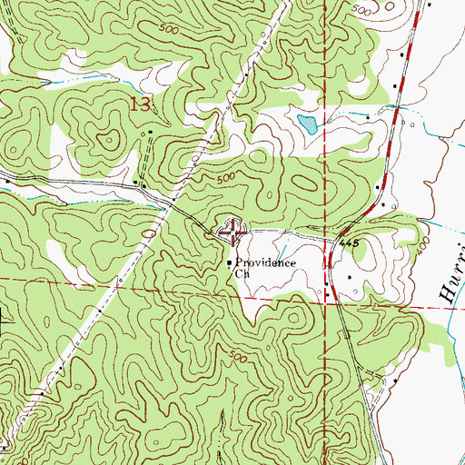 Topographic Map of Providence Cemetery, MS