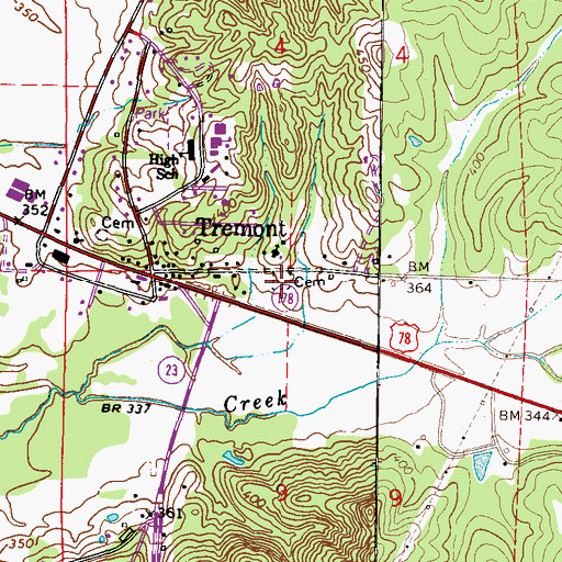 Topographic Map of Tremont Cemetery, MS