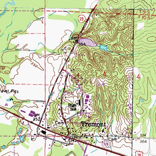 Topographic Map of Tremont Elementary School, MS