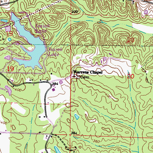 Topographic Map of Warren Chapel Cemetery, MS
