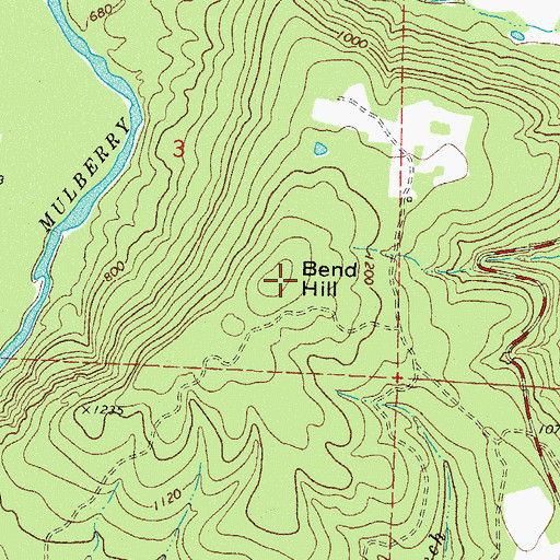 Topographic Map of Bend Hill, AR