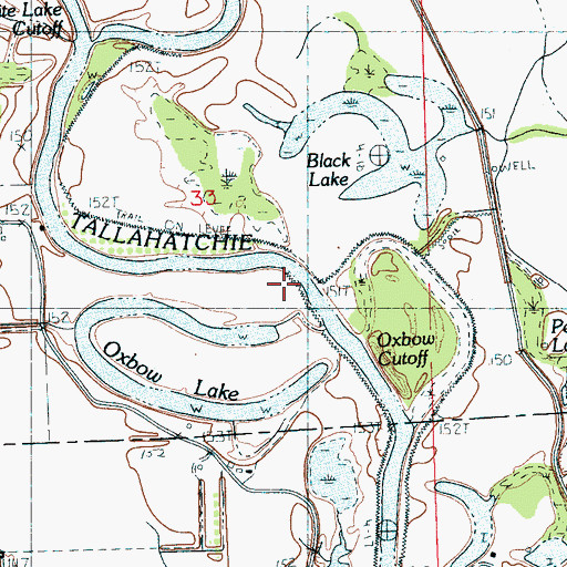 Topographic Map of Oxbows Landing (historical), MS