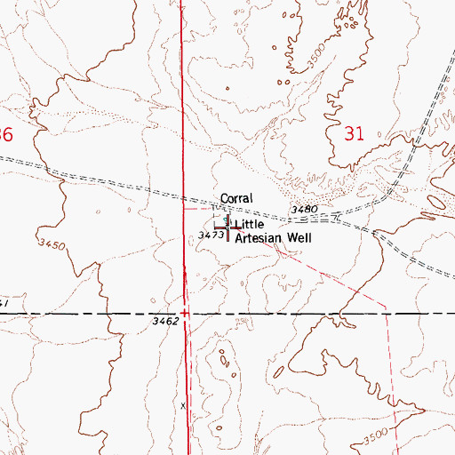 Topographic Map of Little Artesian Well, AZ