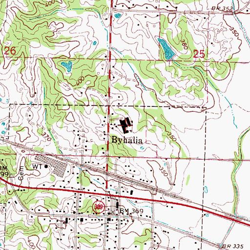 Topographic Map of Byhalia School, MS
