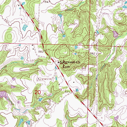 Topographic Map of Gatewood Cemetery, MS