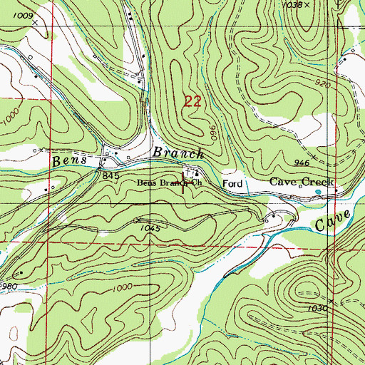 Topographic Map of Bens Branch School, AR