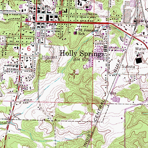 Topographic Map of Holly Springs Primary School, MS