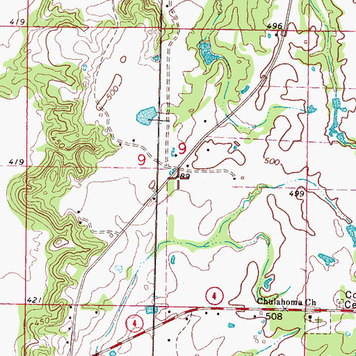 Topographic Map of McCarley School (historical), MS