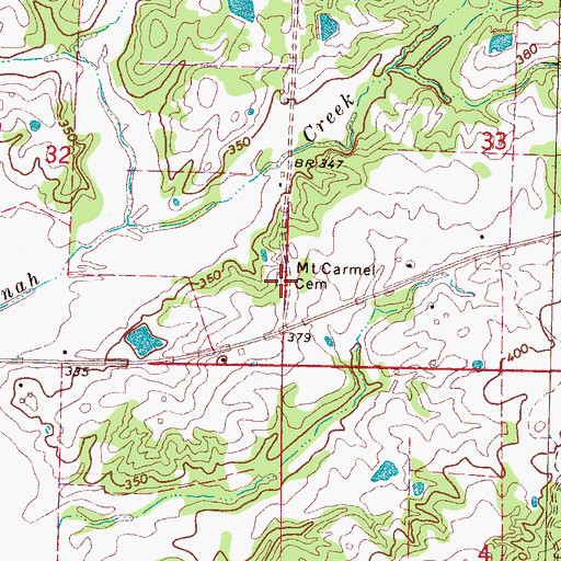 Topographic Map of Mount Carmel Associate Reformed Presbyterian Church (historical), MS