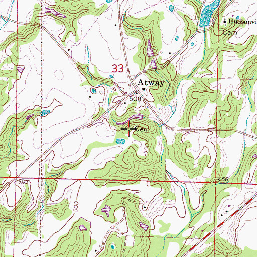Topographic Map of Old Atway Cemetery, MS