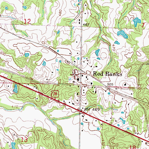 Topographic Map of Red Banks Cemetery, MS