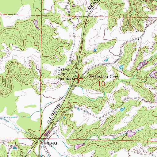 Topographic Map of Sylvestria (historical), MS