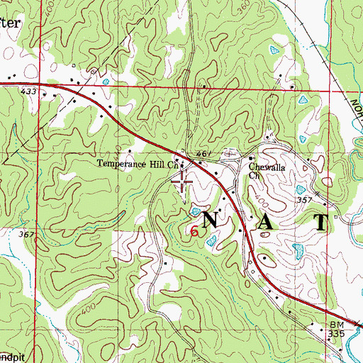 Topographic Map of Temperance Hill Cemetery, MS