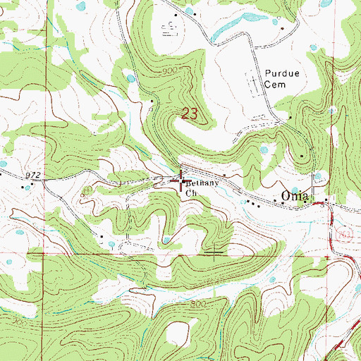 Topographic Map of Bethany Church, AR
