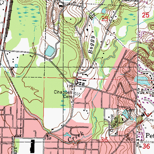 Topographic Map of Chappell Place (historical), MS