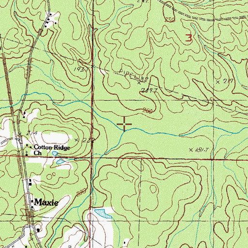 Topographic Map of Hogpen Branch, MS
