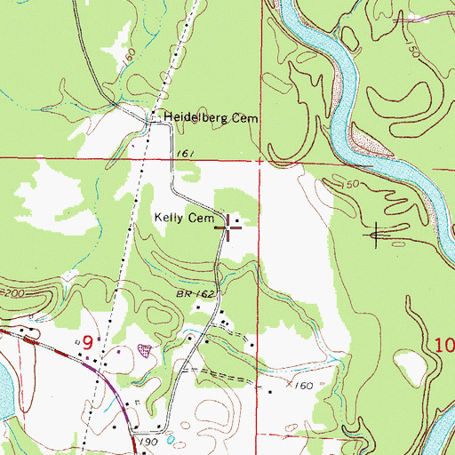 Topographic Map of Kelly (historical), MS