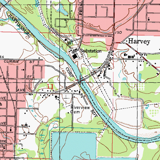 Topographic Map of McInnis Ferry (historical), MS
