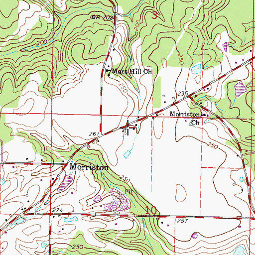 Topographic Map of Morriston Cemetery, MS