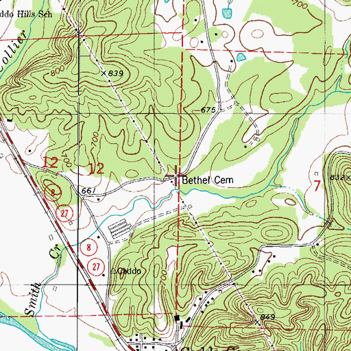 Topographic Map of Bethel Cemetery, AR