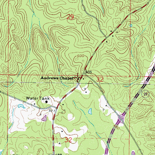 Topographic Map of Andrews Chapel Cemetery, MS
