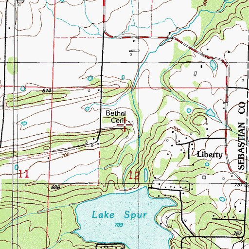 Topographic Map of Bethel Cemetery, AR