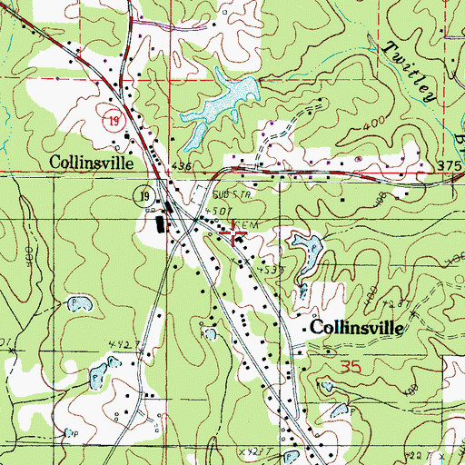 Topographic Map of Collinsville Cemetery, MS