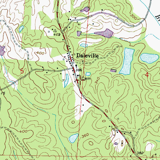 Topographic Map of Daleville Cemetery, MS
