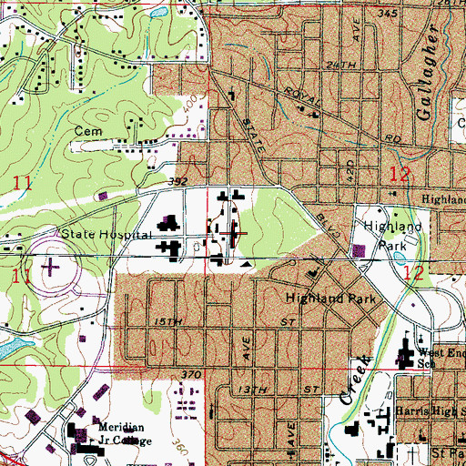 Topographic Map of East Mississippi State Hospital, MS