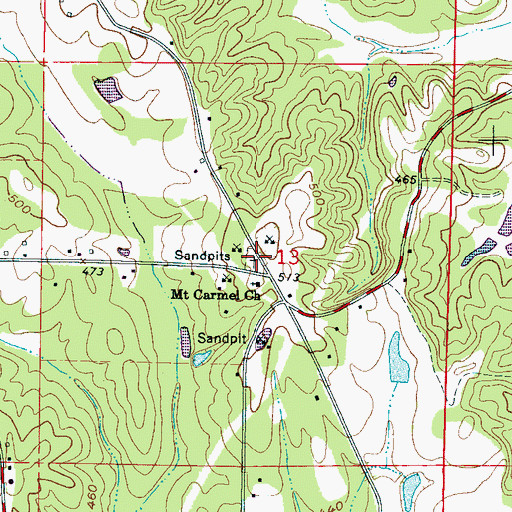 Topographic Map of Mount Carmel Cemetery, MS