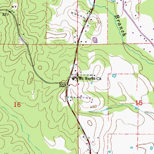 Topographic Map of Mount Horeb Cemetery, MS