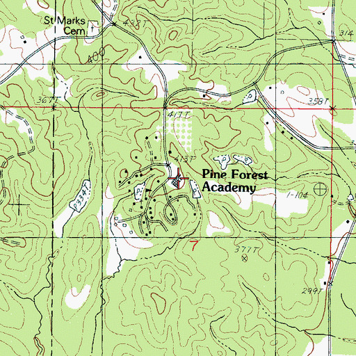 Topographic Map of Pine Forest Hospital, MS