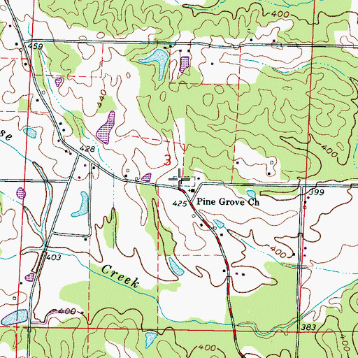 Topographic Map of Pine Grove Cemetery, MS