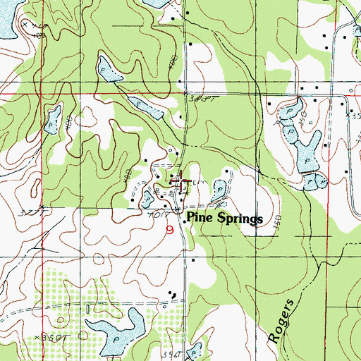 Topographic Map of Pine Springs Cemetery, MS