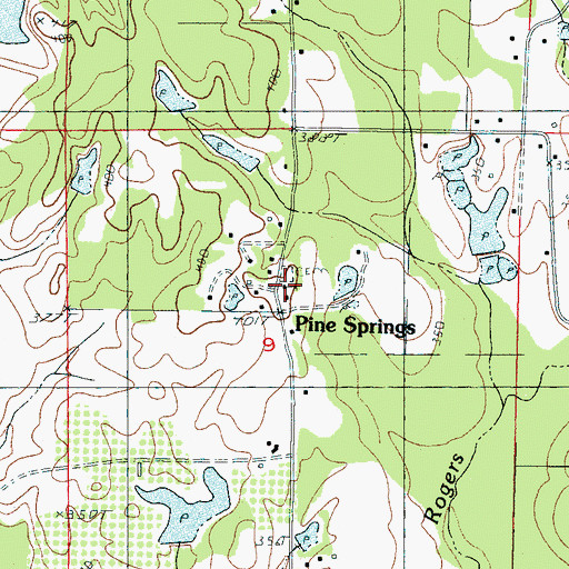 Topographic Map of Pine Springs Methodist Church, MS
