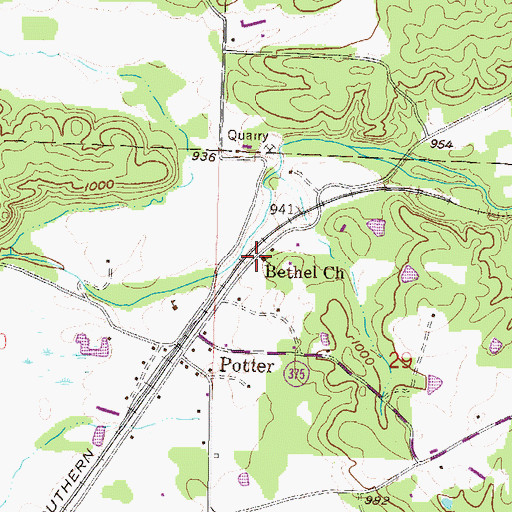 Topographic Map of Bethel Church, AR