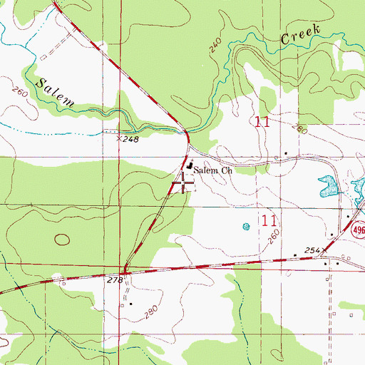 Topographic Map of Salem Cemetery, MS