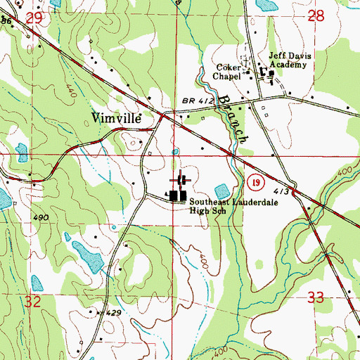 Topographic Map of Southeast Lauderdale Elementary School, MS