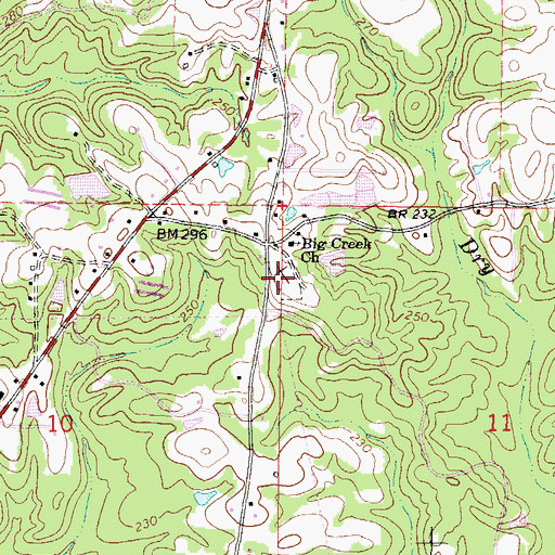 Topographic Map of Big Creek Cemetery, MS