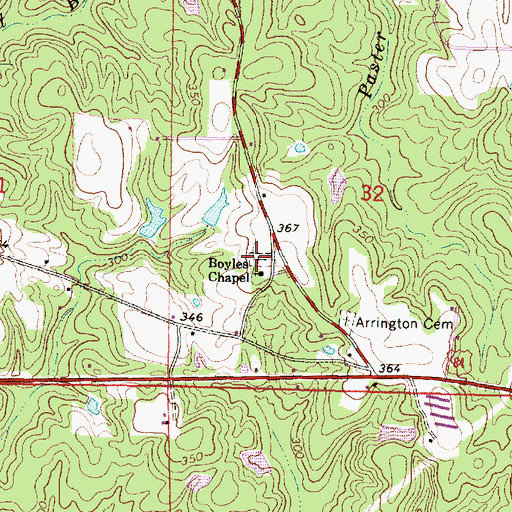 Topographic Map of Boyles Chapel Cemetery, MS