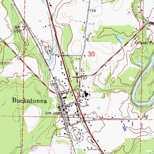 Topographic Map of Buckatunna Methodist Church, MS